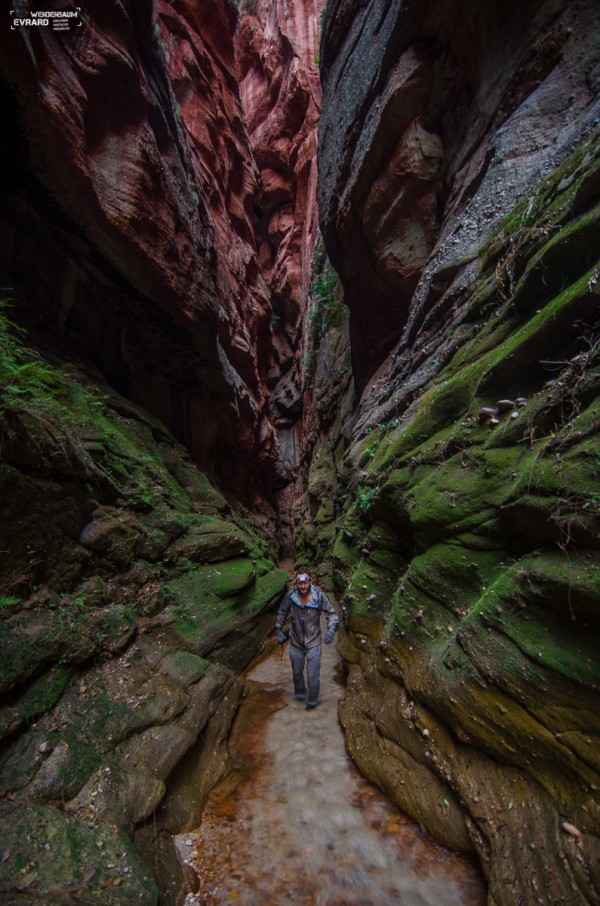 Etroit canyon traversé lors d'un trek aventure