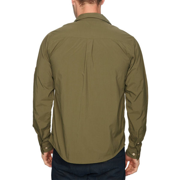 Chemise anti-moustique manche longue pour Homme de dos, couleur vert vétivier