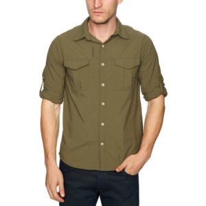 Chemise anti-moustique manche longue pour Homme, couleur vert vétivier