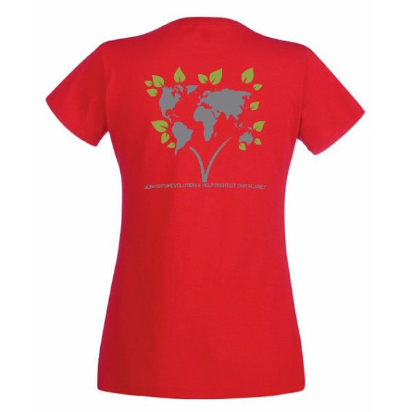 T-shirt Naturevolution pour femme, rouge et de dos