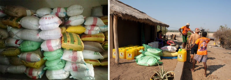 Stocks d'aliments à distribuer aux villageois du Makay