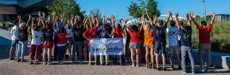 Group of volunteers and members of Naturevolution in France